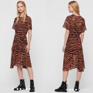 All Saints Enki Zephyr Animal Print Dress Size Medium NEW Lightweight